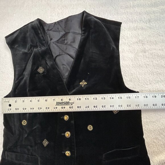 Horst Basler Women’s Black Velvet Vest 38 Embellished Gold Button Formal Lined - Picture 7 of 9